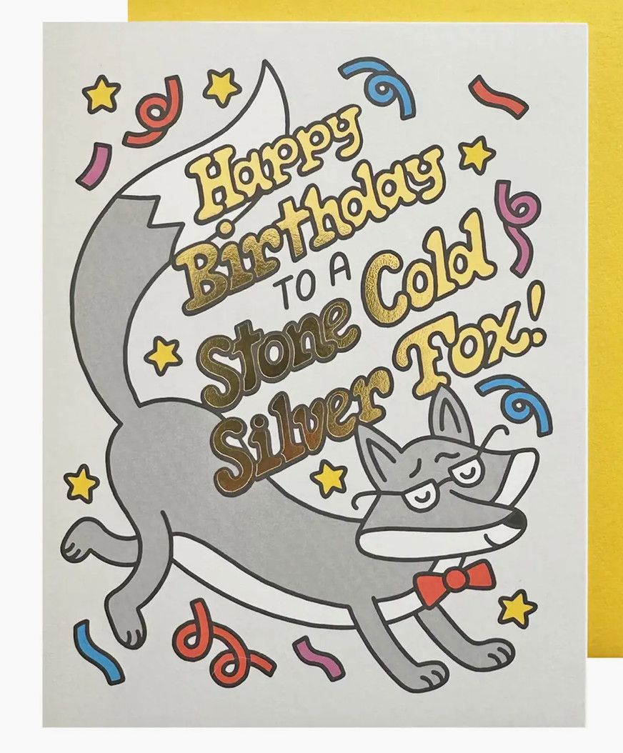 Silver Fox Birthday Greeting Card