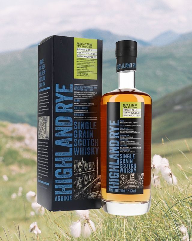 ARBIKIE HIGHLAND RYE 4YR SINGLE GRAIN SCOTCH 750ML 46% ABV