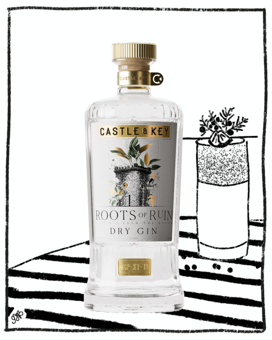 CASTLE &amp; KEY ROOTS OF RUIN GIN 750ML 53% ABV