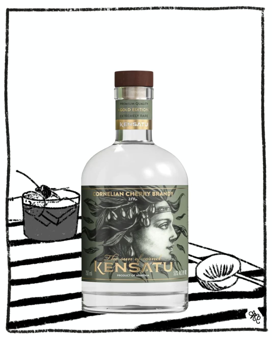 KENSATU CORNELIAN CHERRY FRUIT BRANDY 750ML 50% ABV