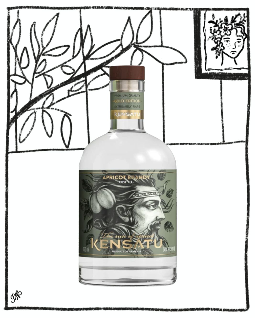 KENSATU APRICOT FRUIT BRANDY 750ML 50% ABV