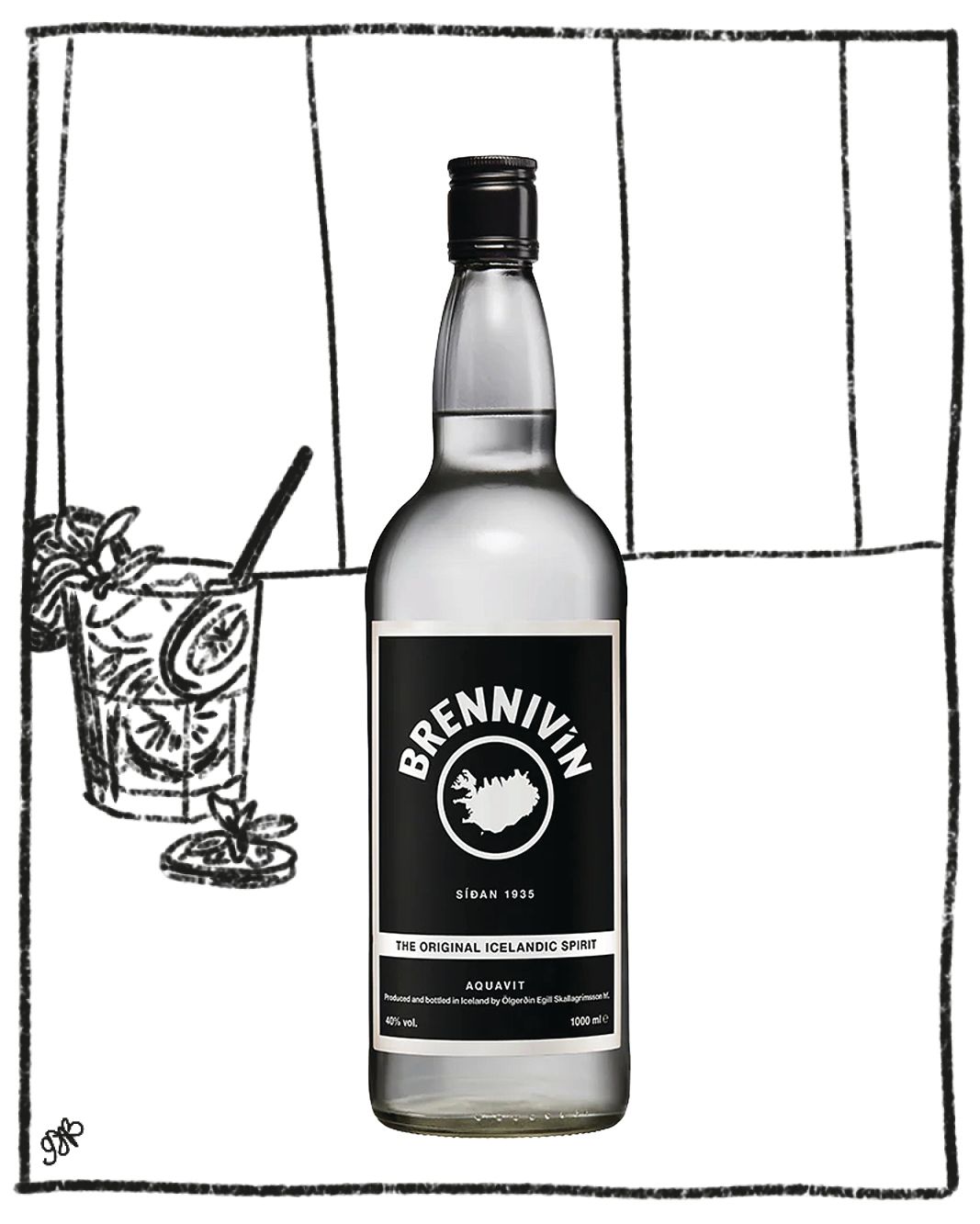 BRENNIVIN BLACK DEATH ICELANDIC SPIRIT AQUAVIT 1L 40% ABV
