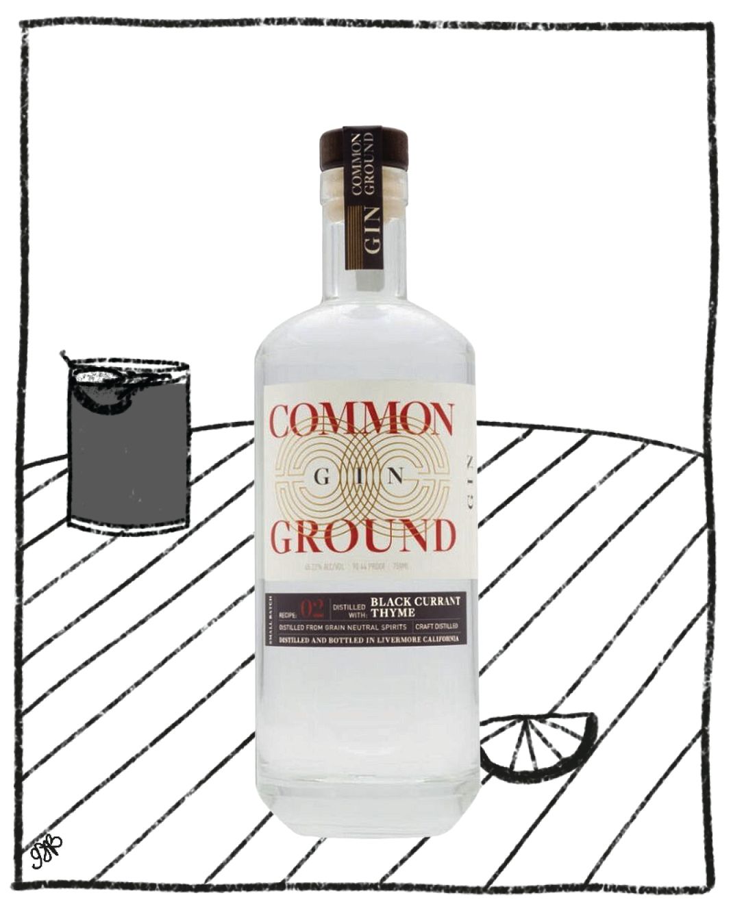 COMMON GROUND BLACK CURRANT &amp; THYME GIN 750ML 45.22% ABV
