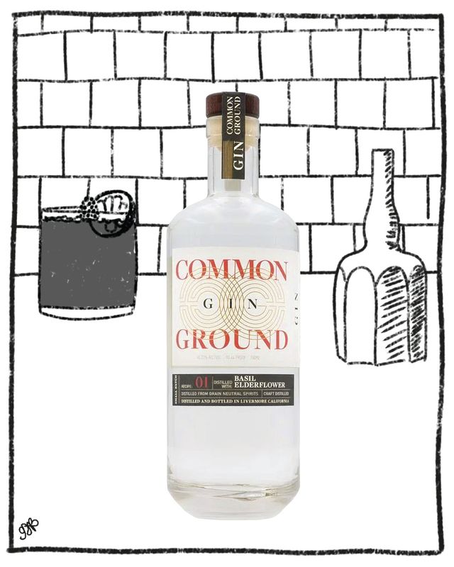 COMMON GROUND BASIL &amp; ELDERFLOWER GIN 750ML 45.22% ABV