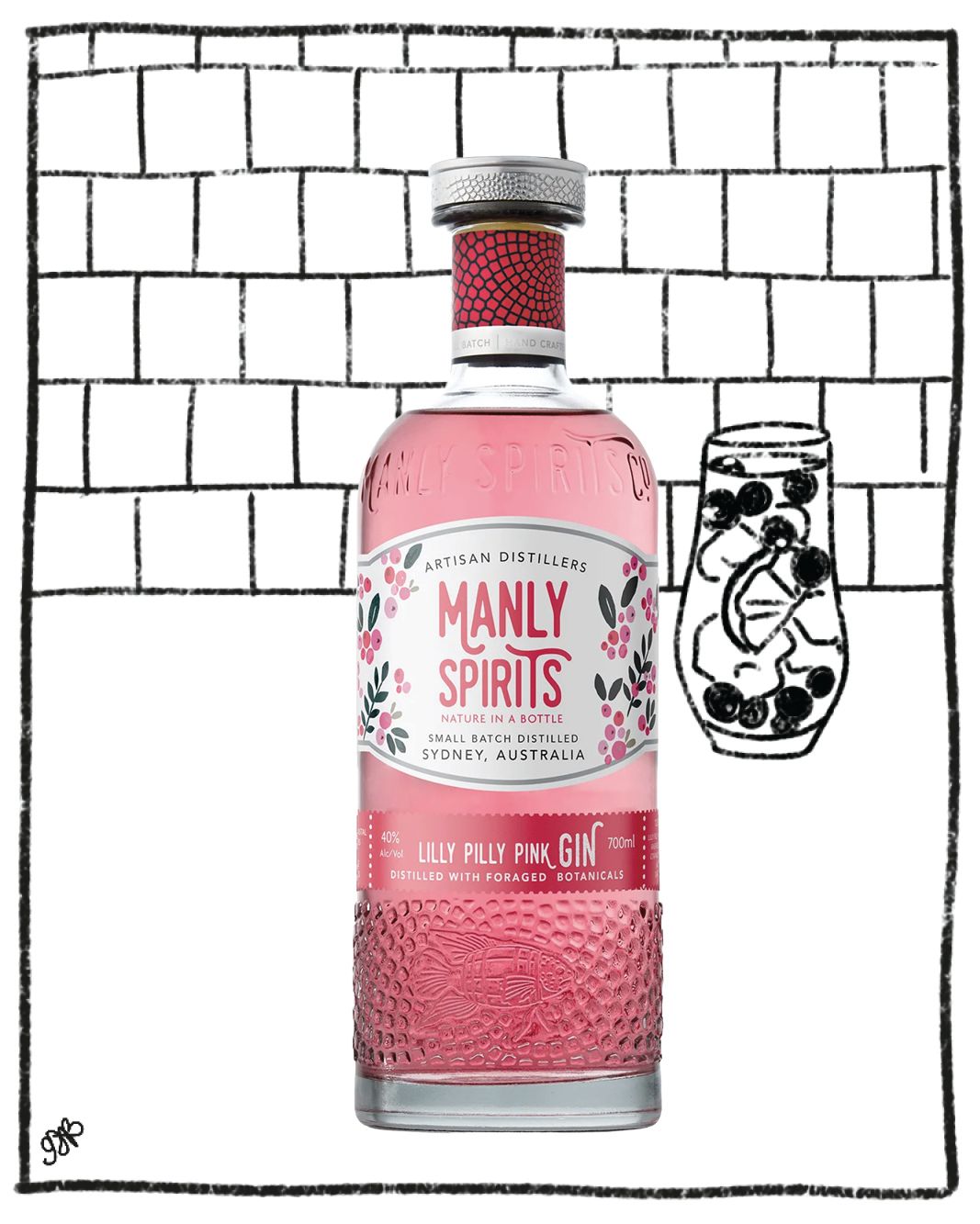 MANLY LILLY PILLY PINK GIN 700ML 40% ABV