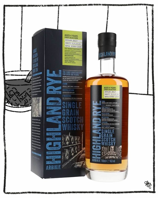 ARBIKIE HIGHLAND RYE 4YR SINGLE GRAIN SCOTCH 750ML 46% ABV