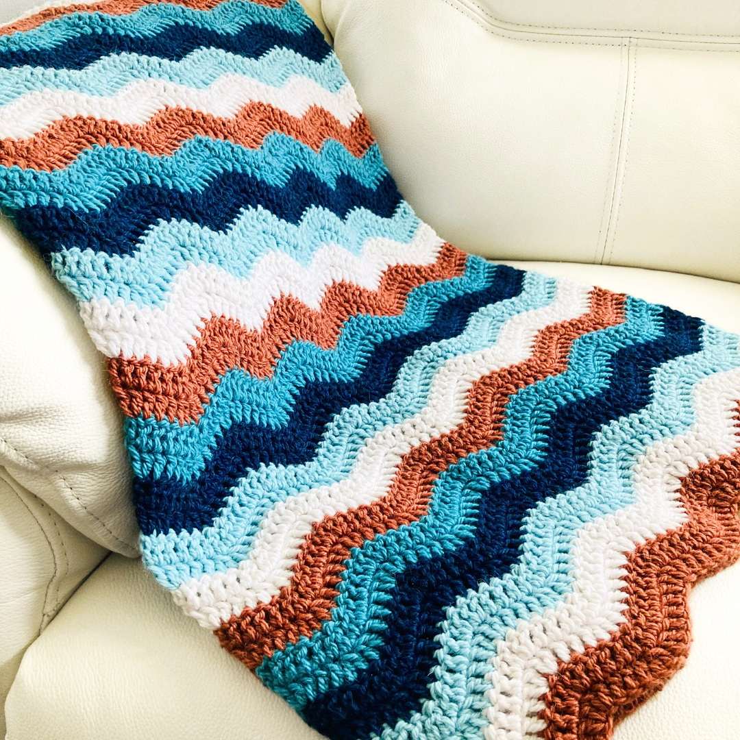 Paignton Beach a Ripple Stitch Baby Blanket Crochet Pattern PDF