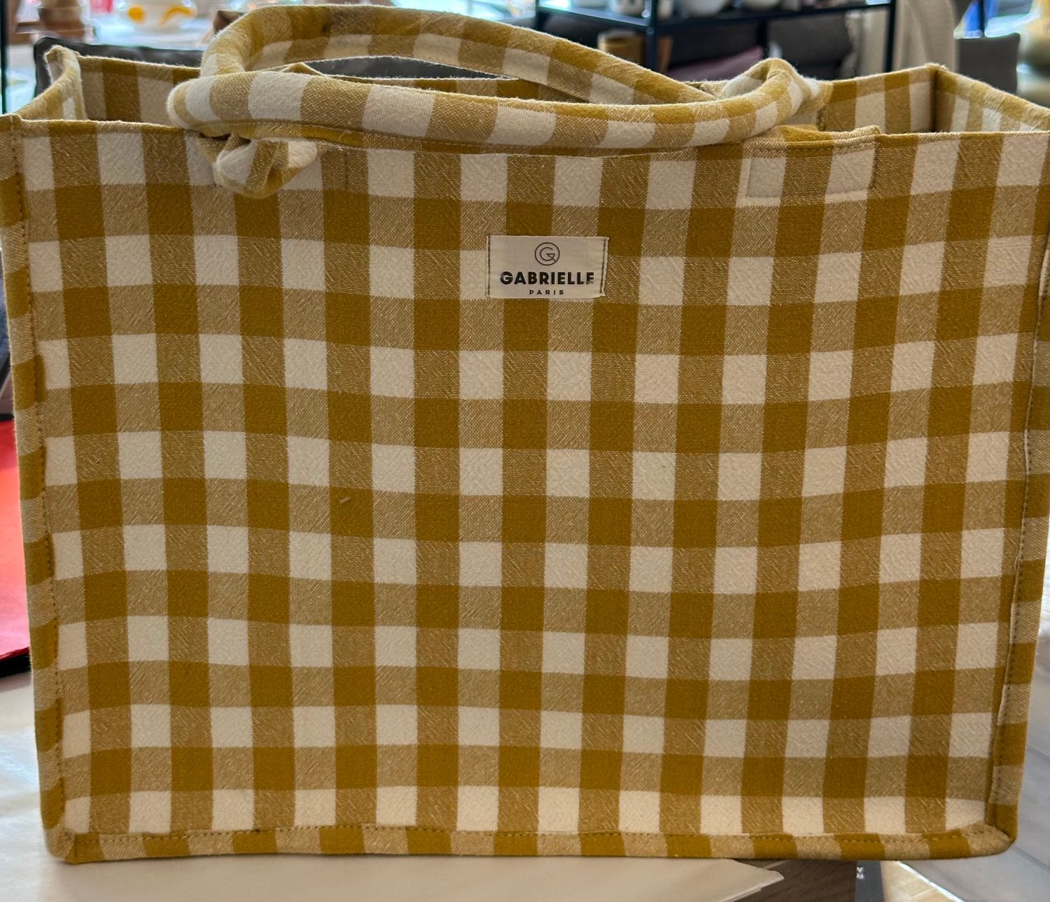 CABAS VICHY jaune "GABRIELLE Paris"