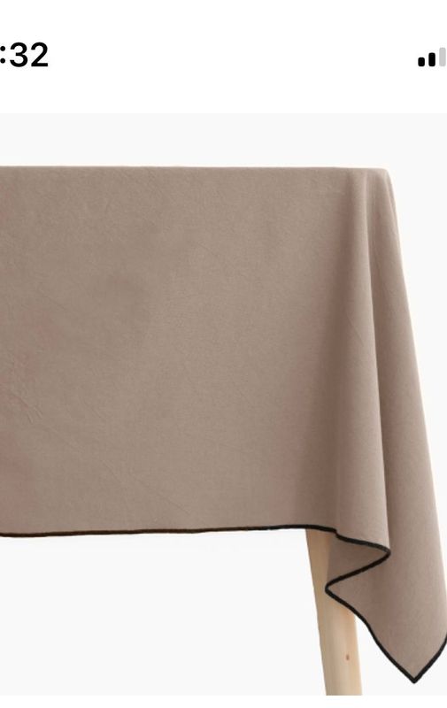 Nappe en Coton Lavé avec Bourdon noir