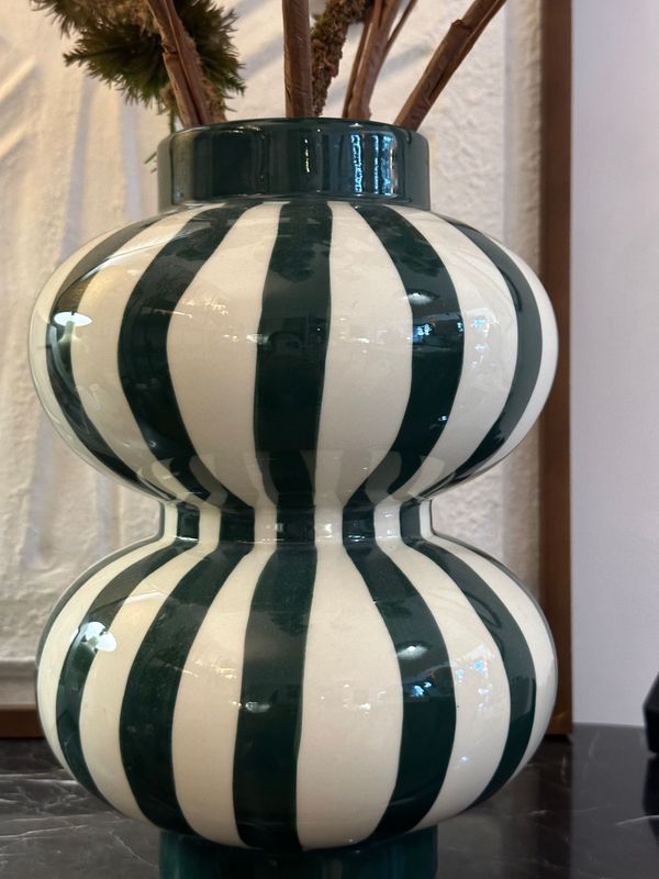 VASE en Céramique bicolore vert et blanc