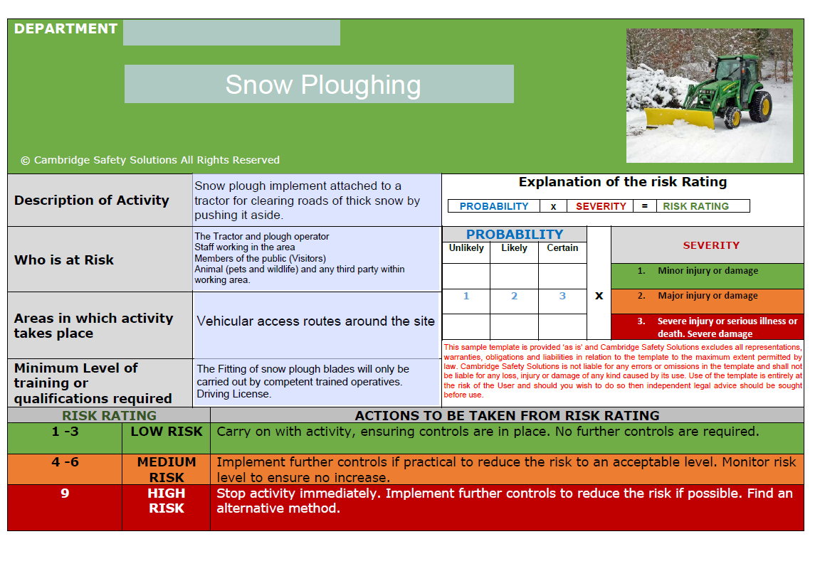 Snow Ploughing Risk Assessment
