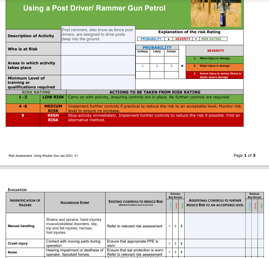 Post Driver/Rammer (Petrol) with Safe Operating Procedure