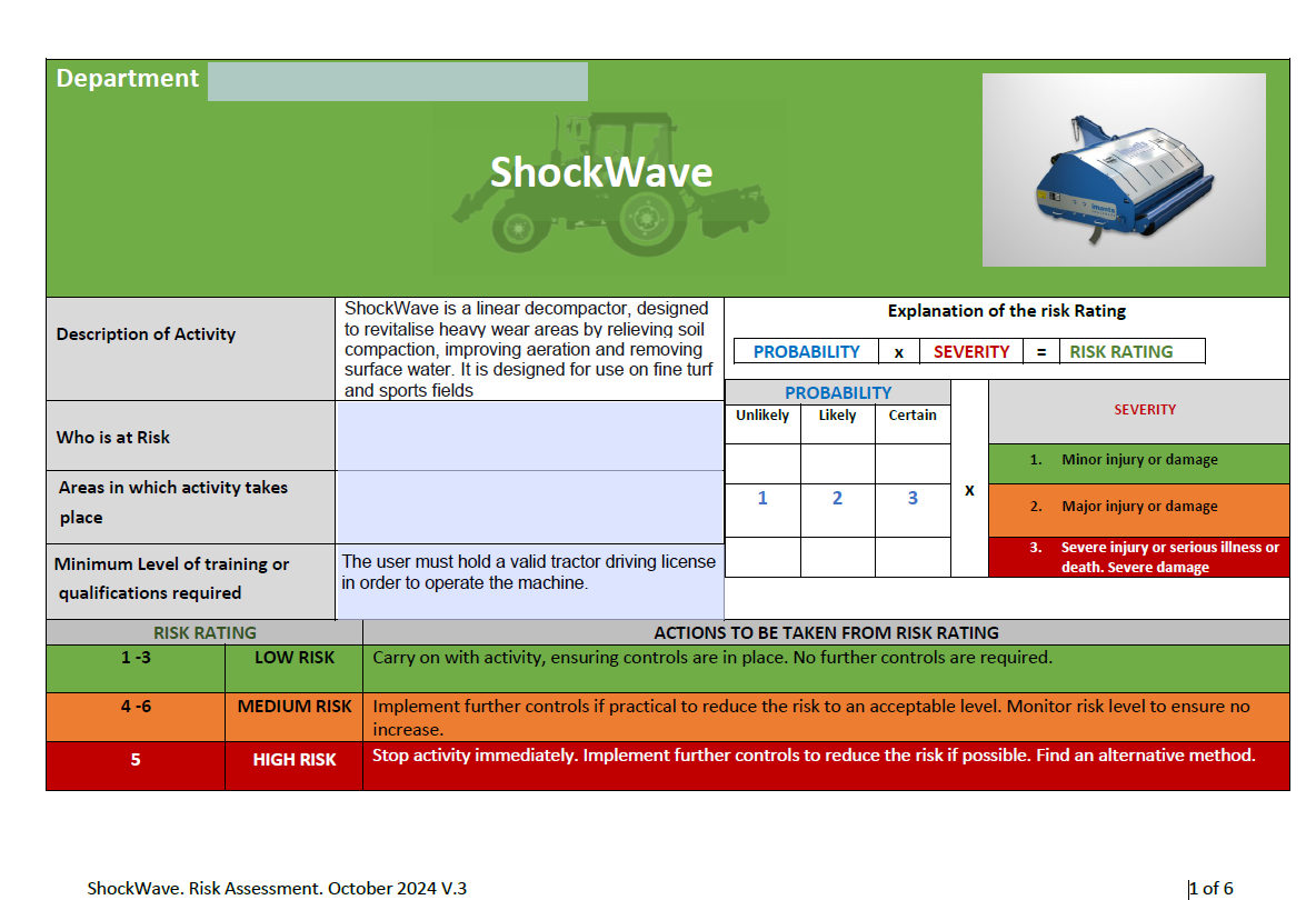 ShockWave Risk Assessment (Tractor attached decompactor)