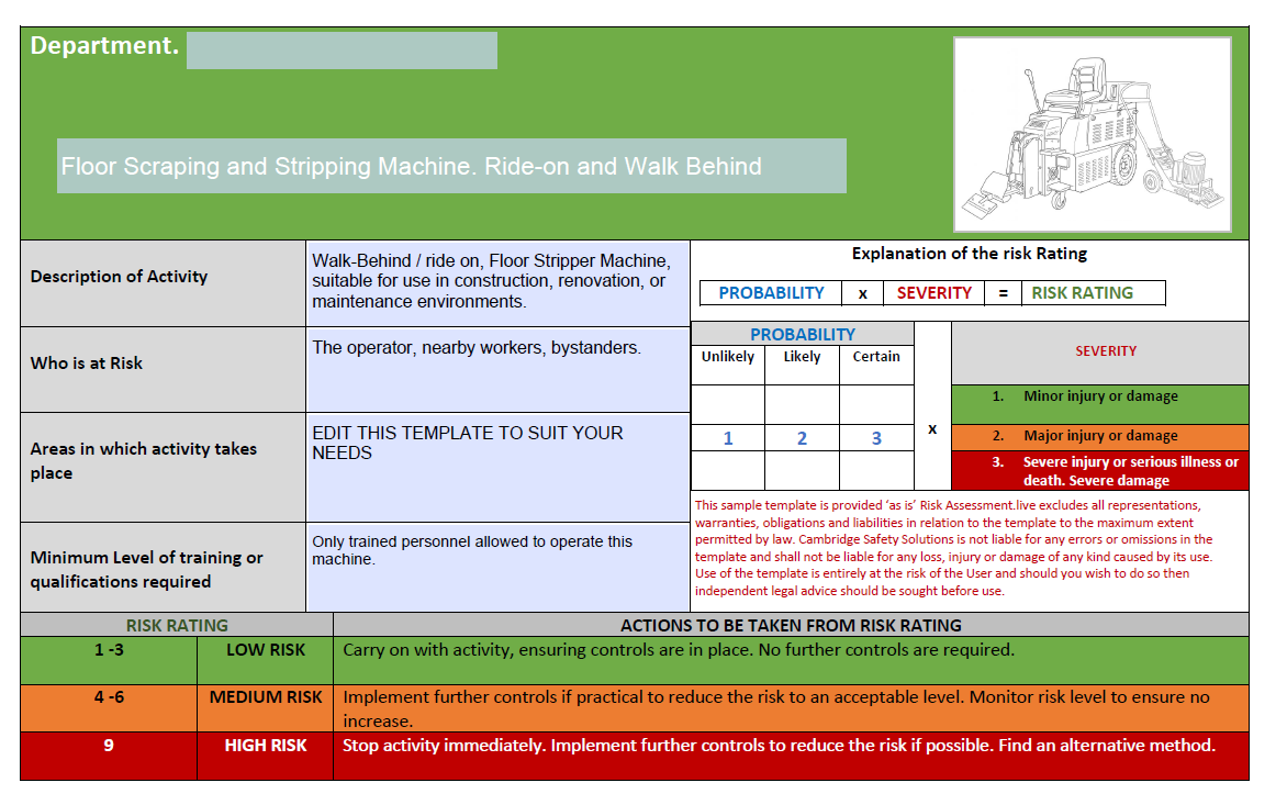 Floor Scraping and Stripping Machine Risk Assessment & Flooring Removal/Laying Method Statement.