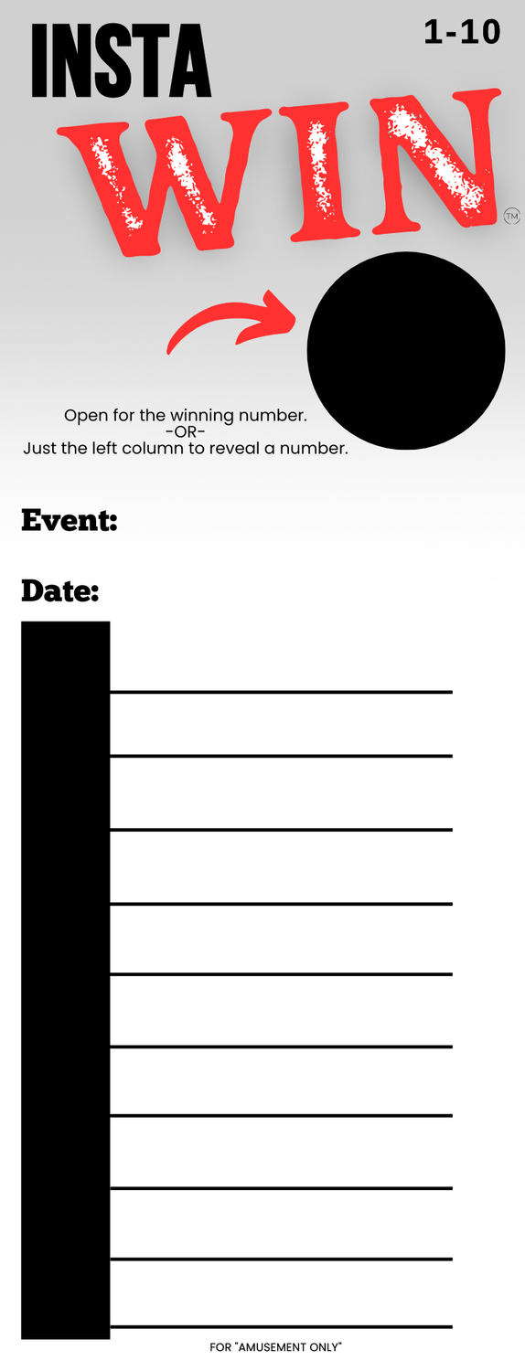 1-10 ● INSTA WIN ●  10 lines per card.
