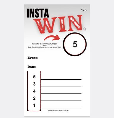 1-5 ● INSTA WIN ● 5 lines per card.
