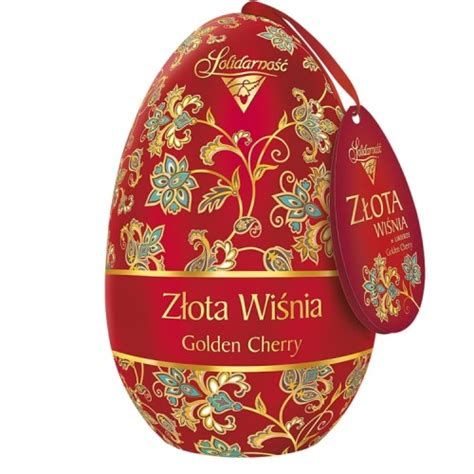  BOMBONIERKA ZLOTA WISNIA PUSZKA JAJKO 146G SOLIDARNOSC