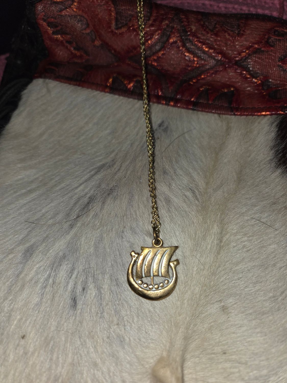 Norse ship necklace