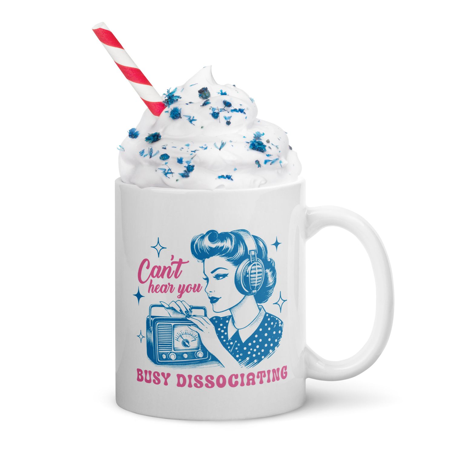 Dissociating White glossy mug