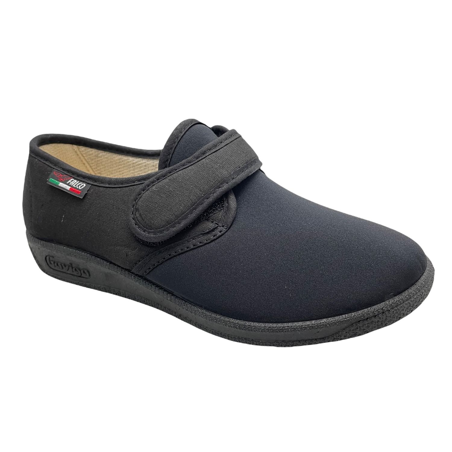Gaviga Falco 193  pantofola a strappo in cotone elasticizzato nero piede gonfio fasciato