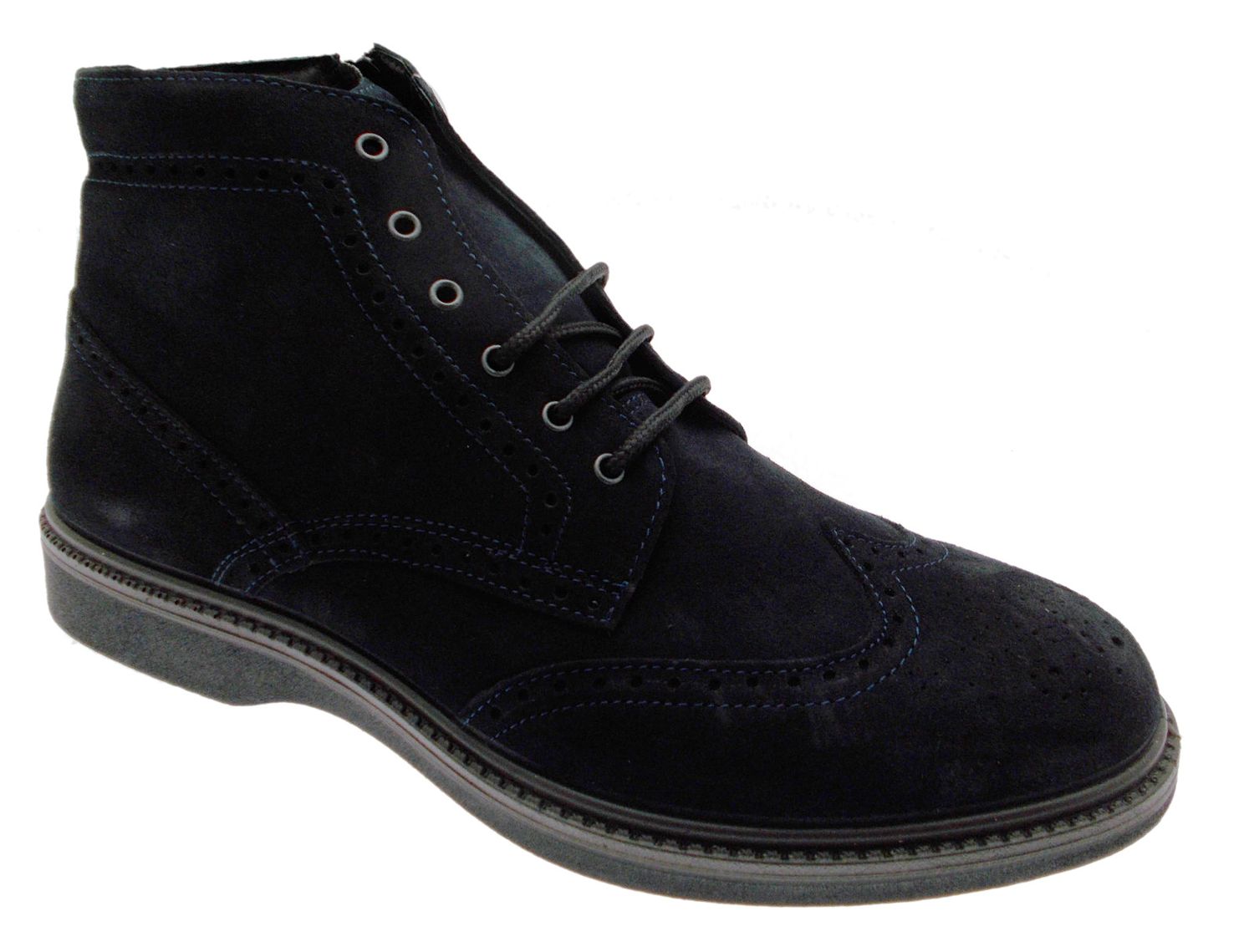 LOREN G0296 polacchino blu lacci e cerniera ortopedica predisposta plantare