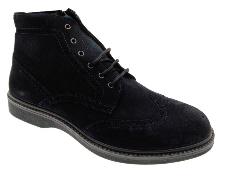 LOREN G0296 polacchino blu lacci e cerniera ortopedica predisposta plantare