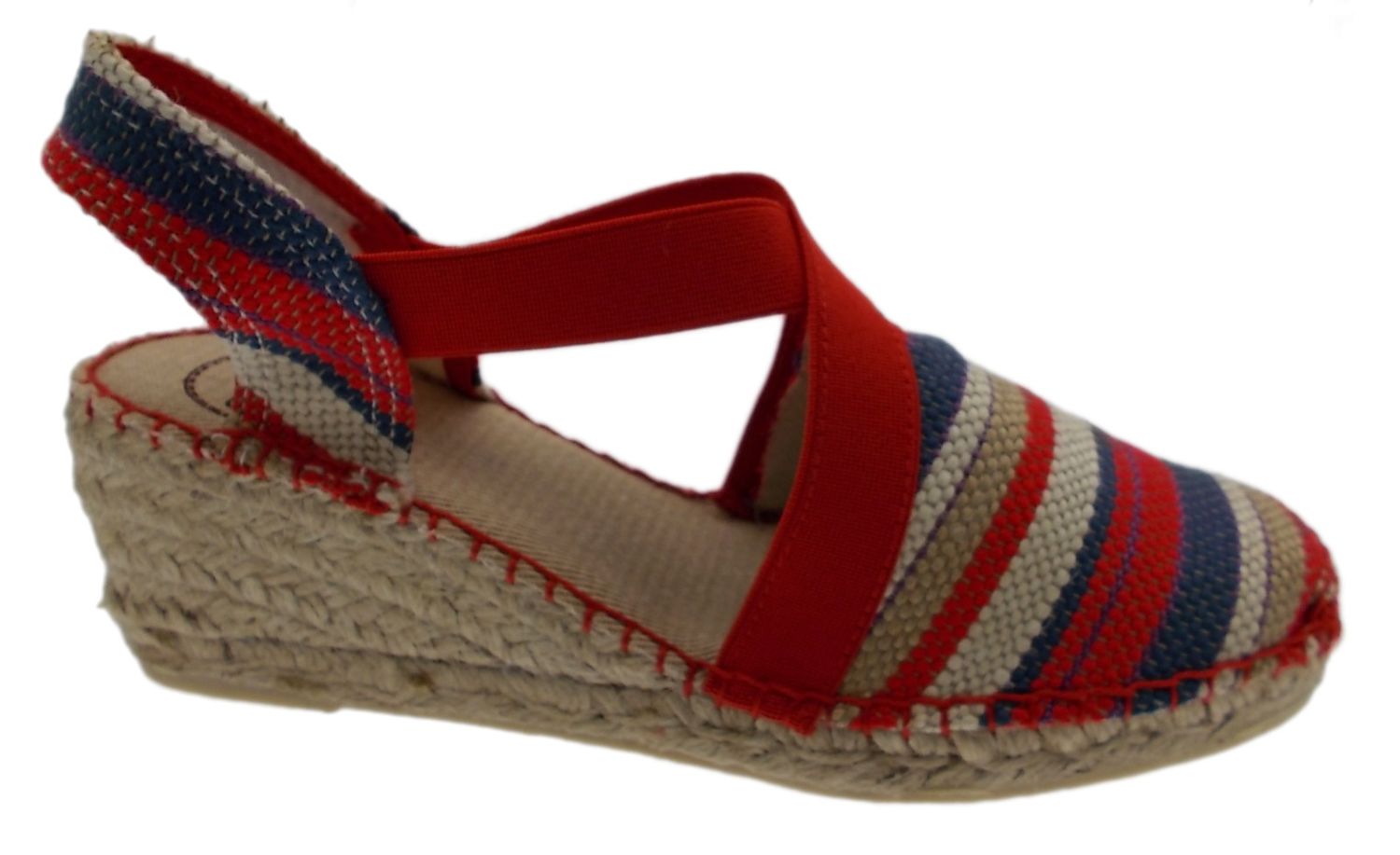 Toni Pons sandalo donna corda blu rosso  righe  TIBET espadrillas