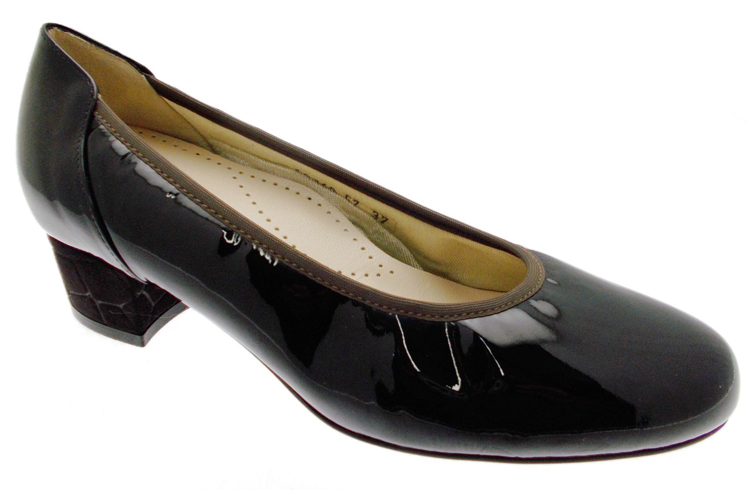 Loren 60769  decolte vernice marrone  ortopedica predisposta plantare