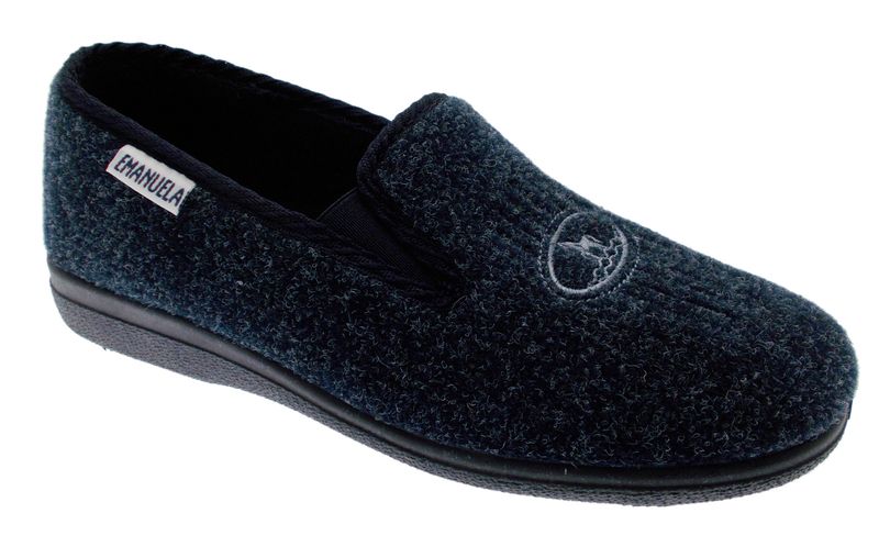 Emanuela 585 pantofola panno blu stemma