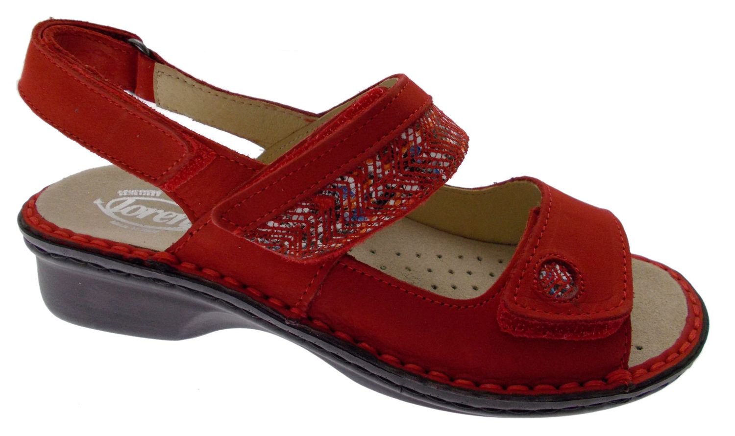 LOREN M2716 sandalo rosso ortopedico regolabile