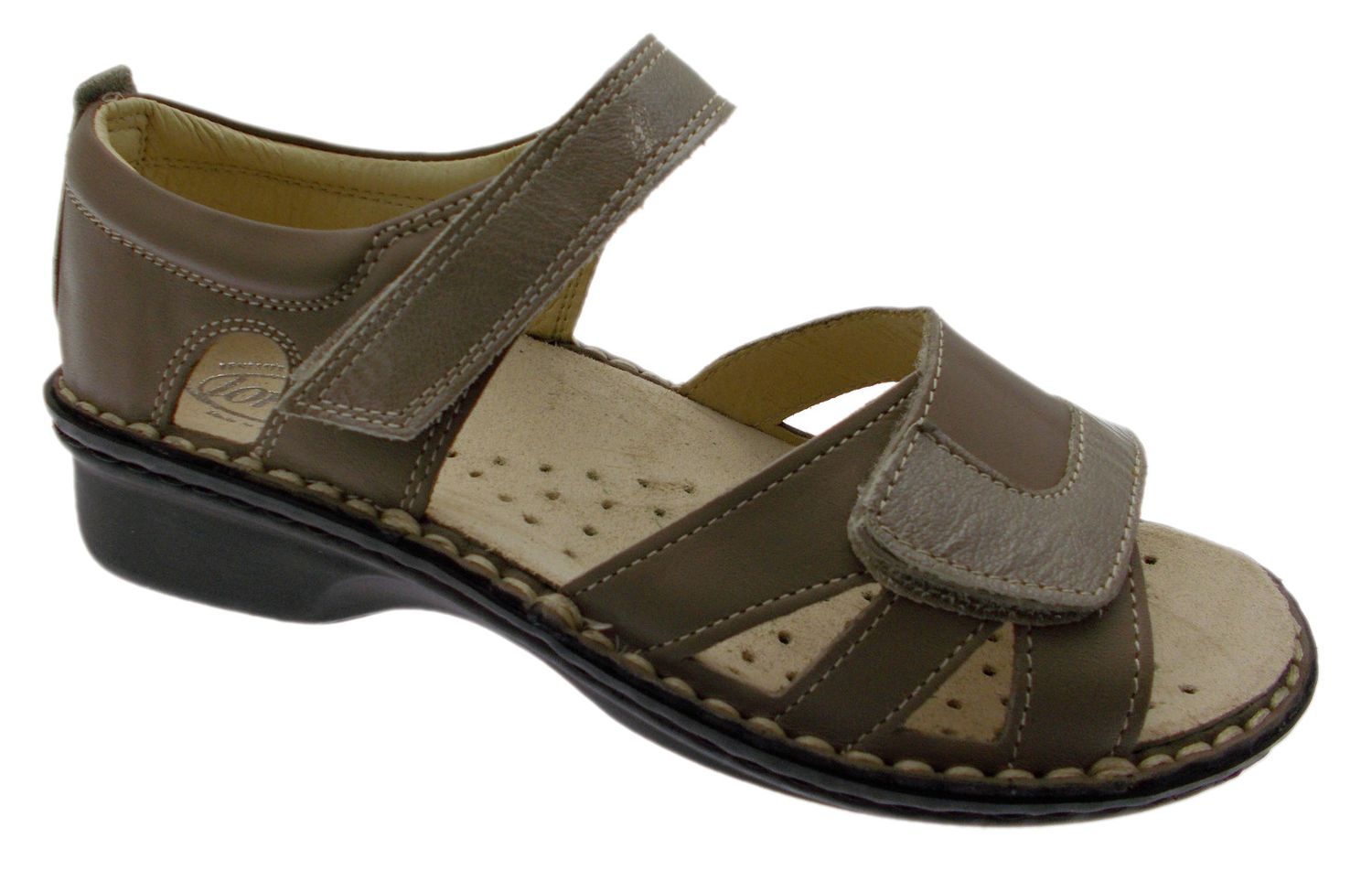 M2524 scarpa sandalo taupe extra large ortopedico regolabile