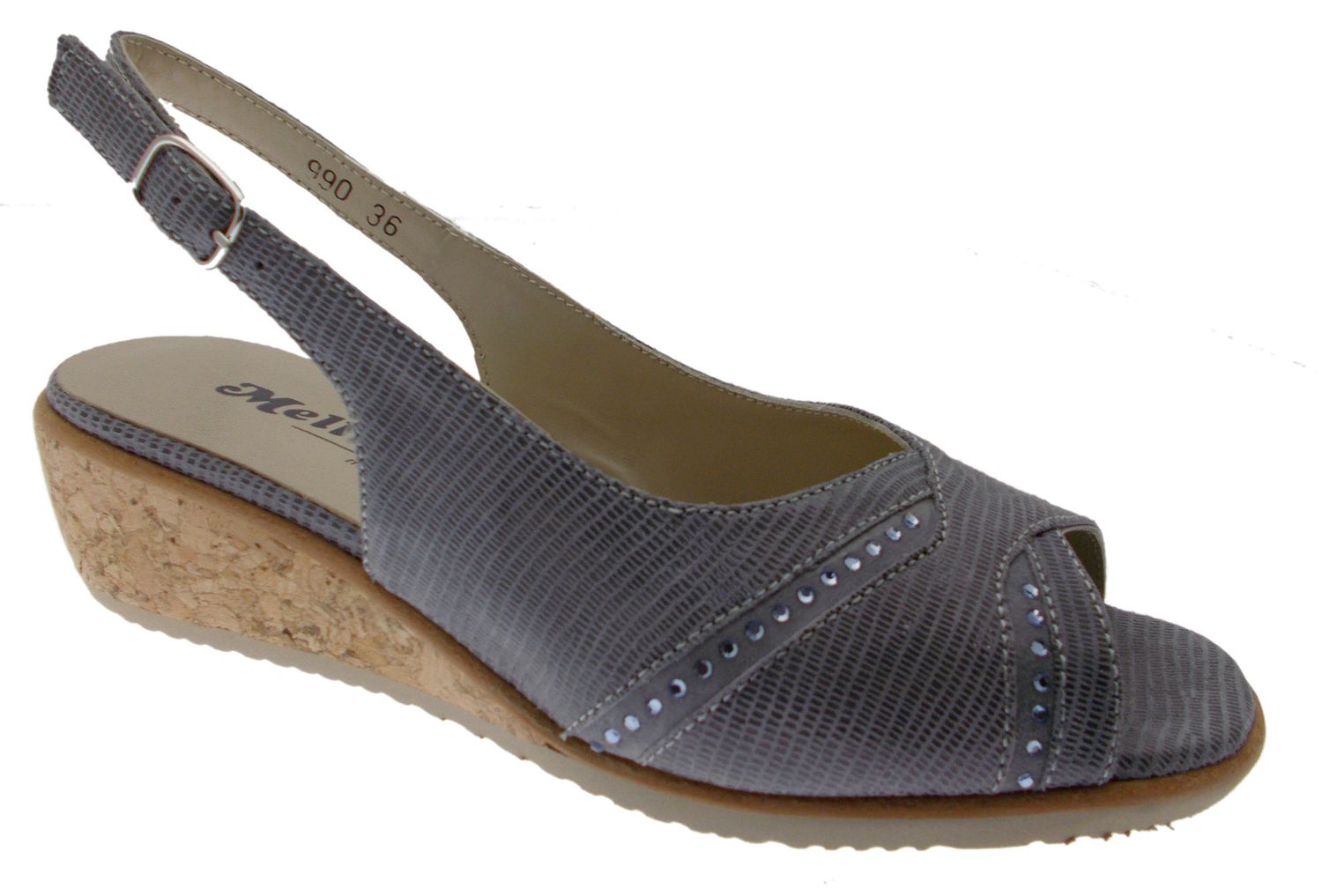 MELLUSO T425 Sandalo blue jeans zeppa sughero