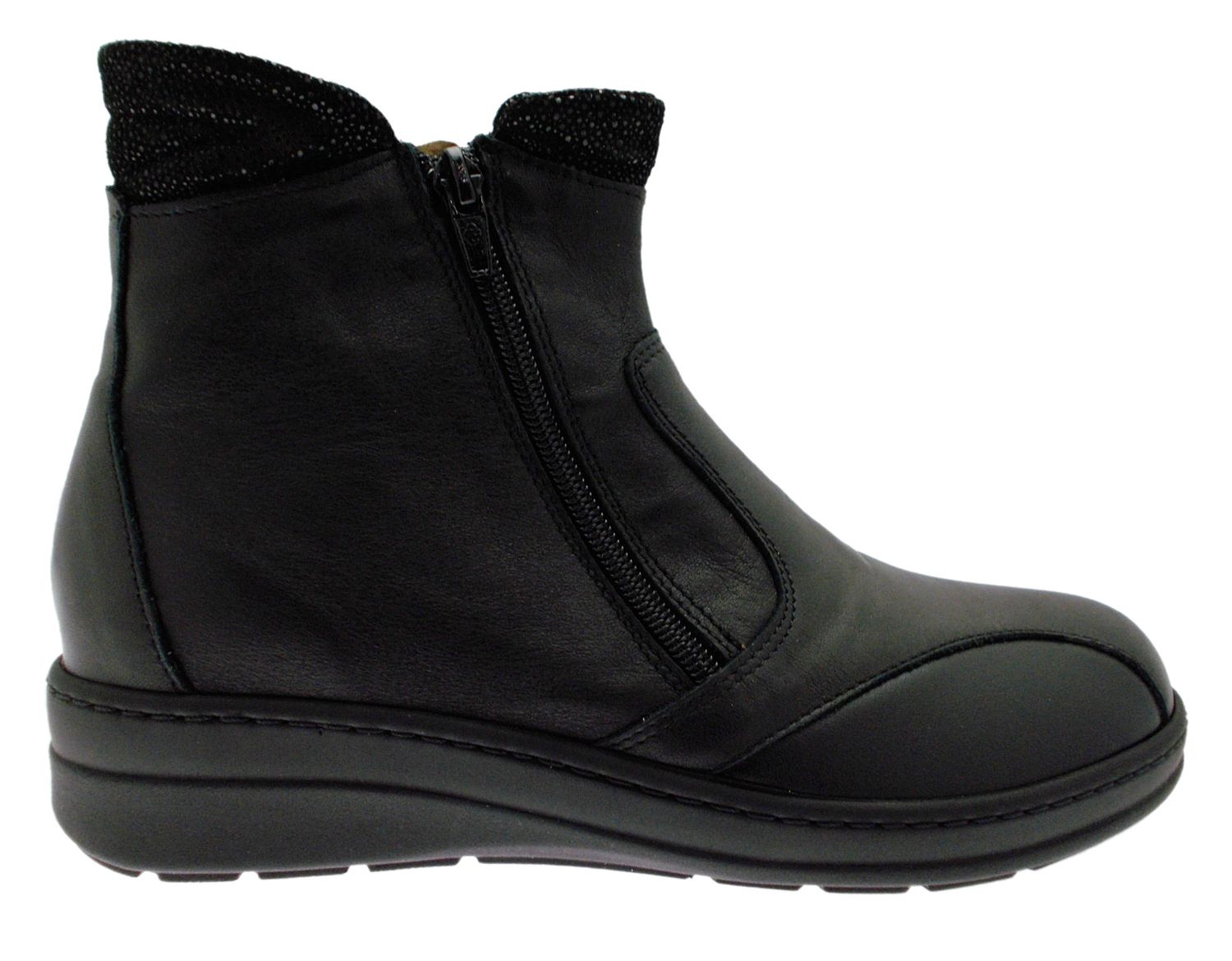 LOREN M2755 stivaletto boot  nero doppia cerniera ortopedico plantare