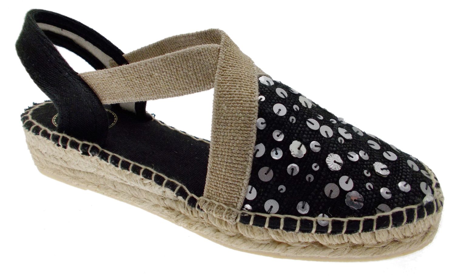 Toni Pons VERA - LR sandalo  corda nero  espadrillas paillettes