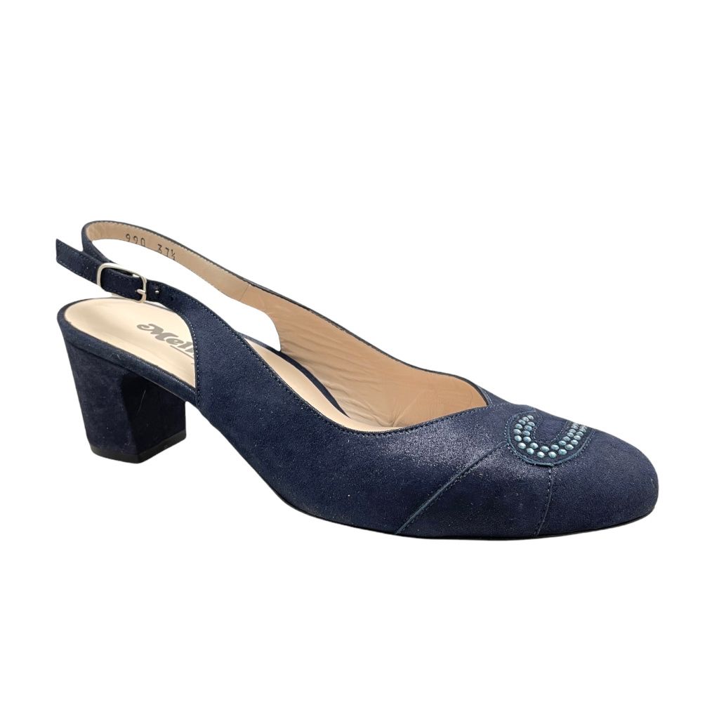 MELLUSO linea seta  X589 sandalo per donna sling back decoltè blu notte