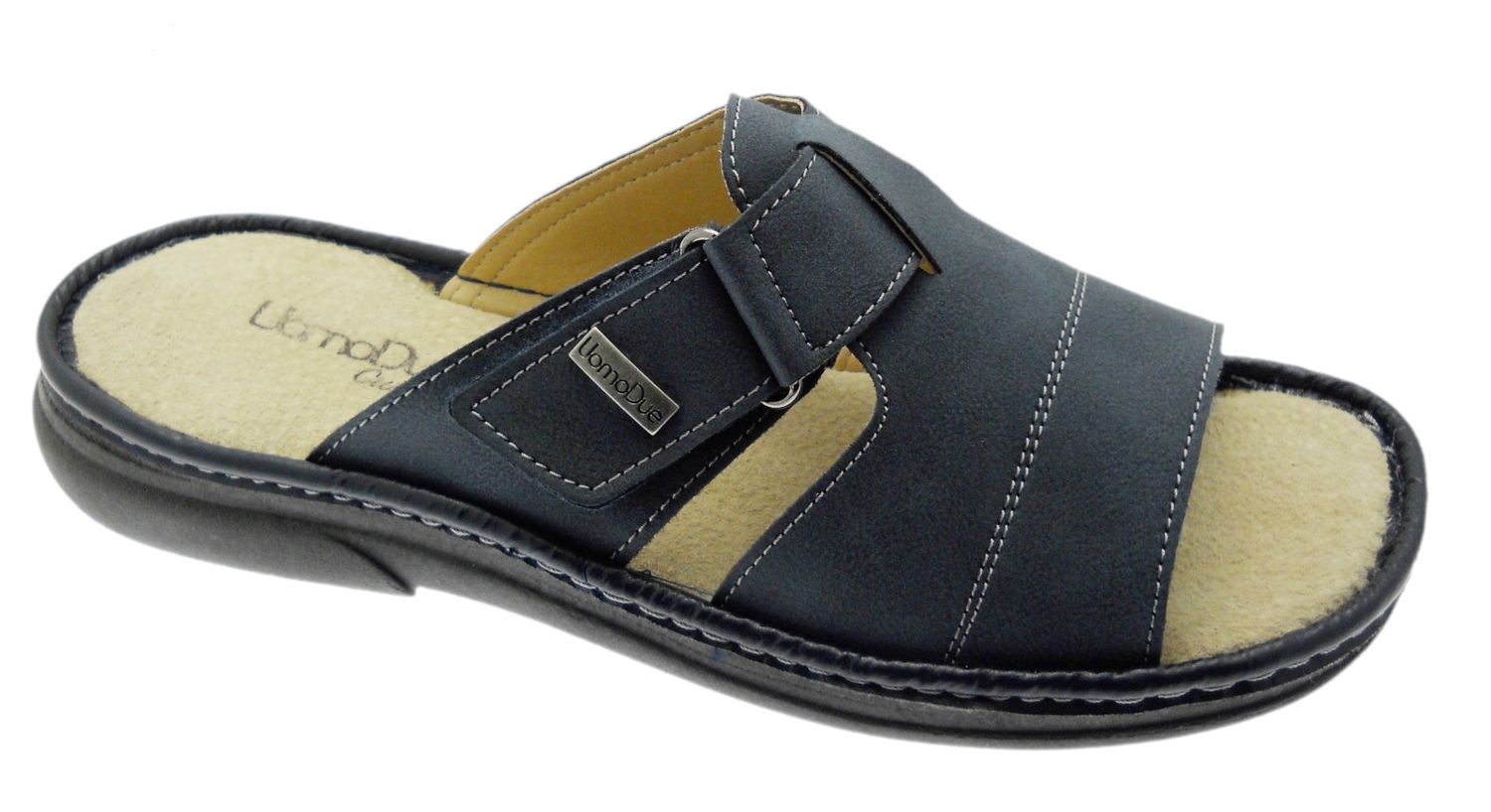 Uomo Due Riposella 50799 ciabatta blu plantare memory regolabile