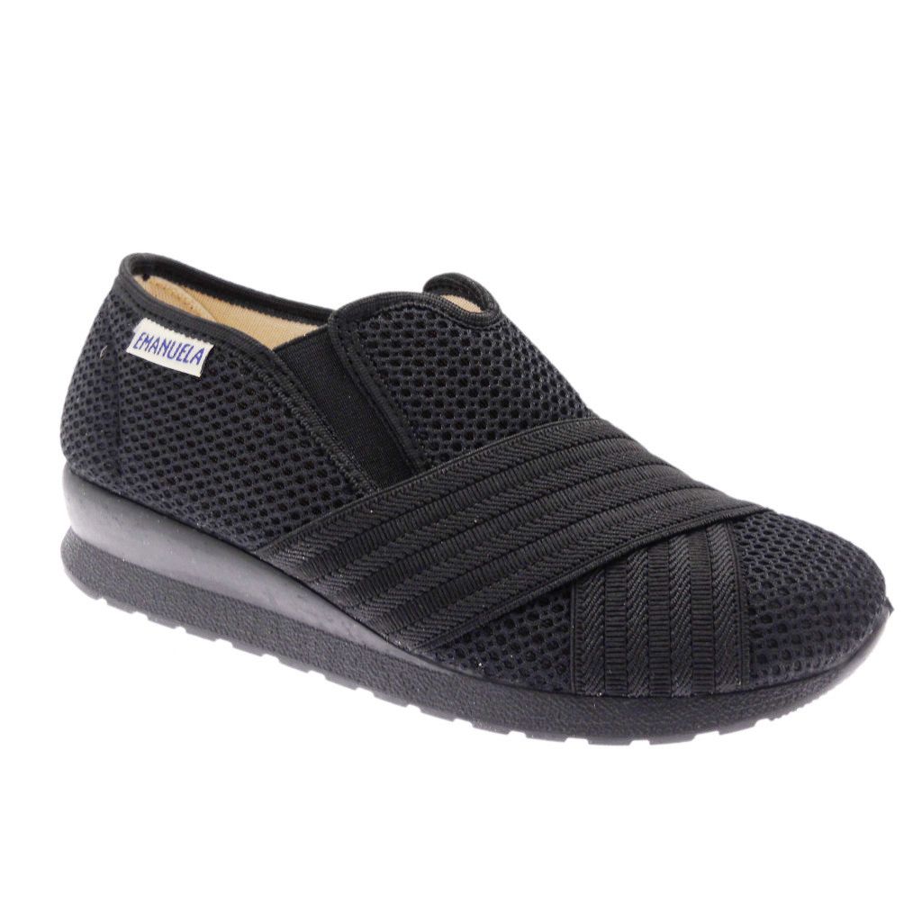 Emanuela 2873 sneaker slip on nera  plantare fisioterapia super soft elasticizzata