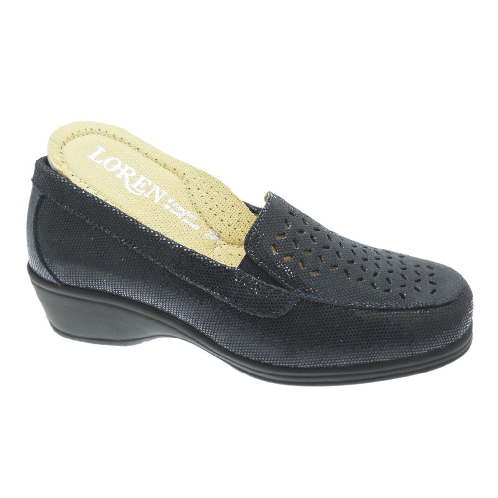 CALZATURIFICIO LOREN K4013 mocassino morbidone  blu zeppa stampato