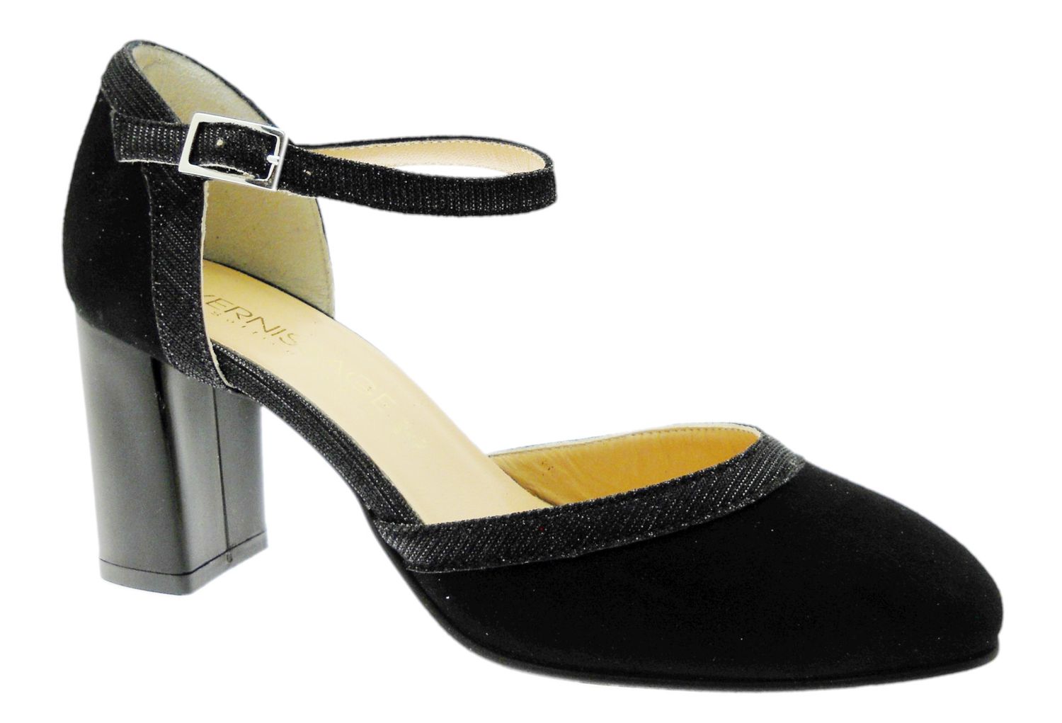 SOFFICE SOGNO 9351 scarpa sandalo chiuso laccetto ballo nero cuoio