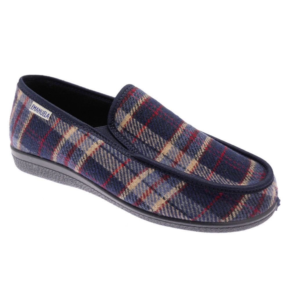 Emanuela 979  pantofola panno quadri blu