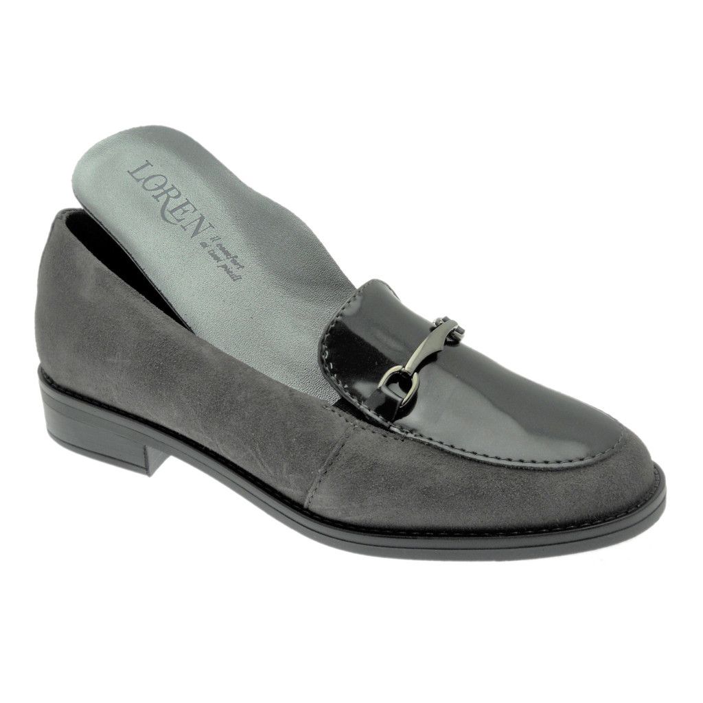 LOREN X5907 mocassino accollato grigio slip on  ortopedico plantare estraibile