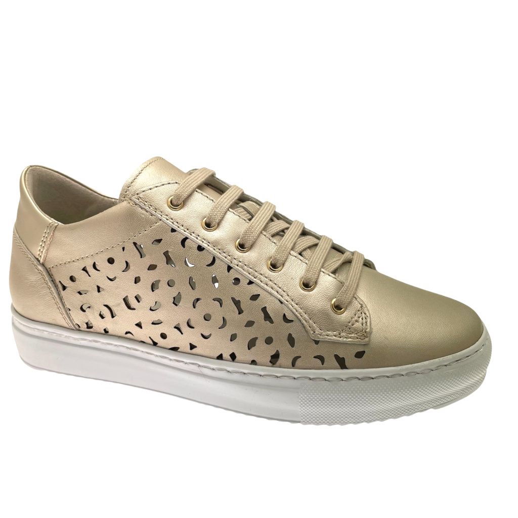 Calzaturificio Loren C3887 scarpa donna sneaker champagne lacci soletta estraibile