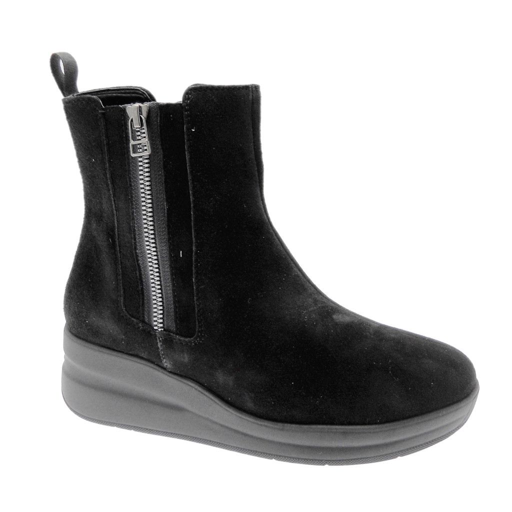 MELLUSO WALK stivaletto anckle boot per donna sportiva con zeppa cerniera lampo nera 41 42