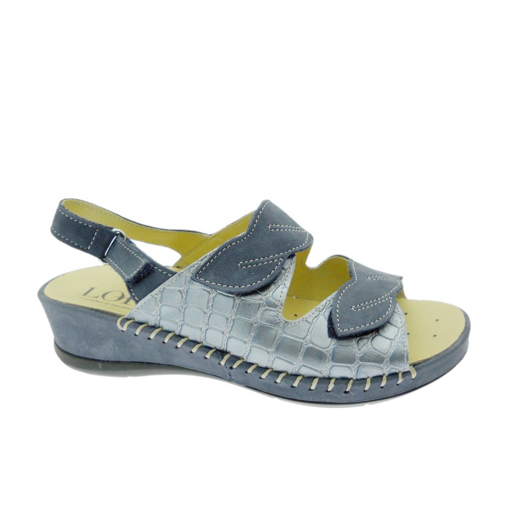 LOREN M2817 sandalo blu  predisposto per plantare ortopedico personalizzato regolabile