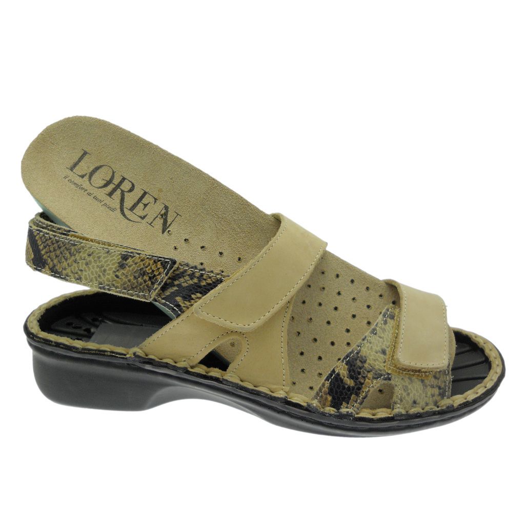 CALZATURIFICIO LOREN M2833 sandalo taupe pitone ortopedico regolabile