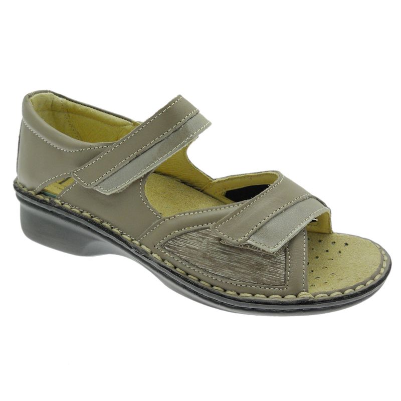 Calzaturificio LOREN M2834 scarpa sandalo taupe extra large ortopedico regolabile