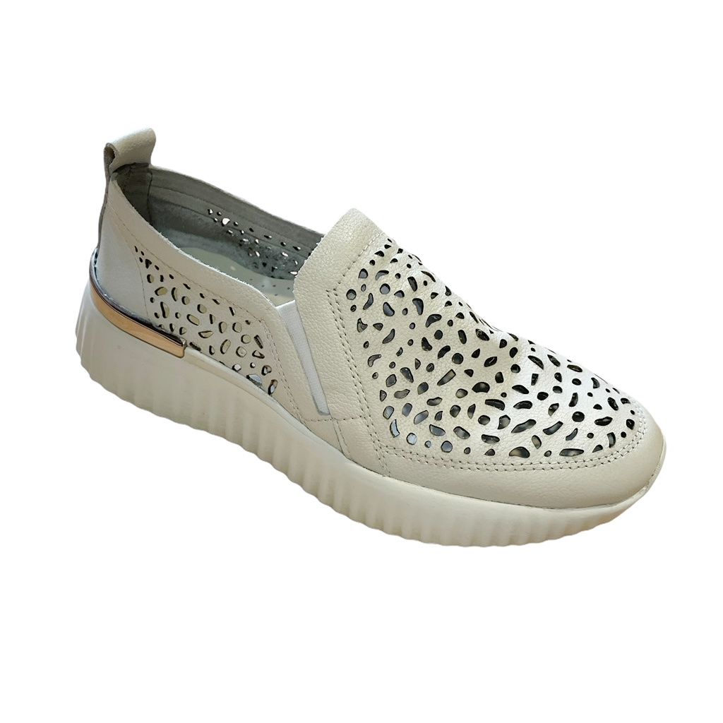 SUSIMODA 4056 scarpa donna sneaker slipon bianca traforata