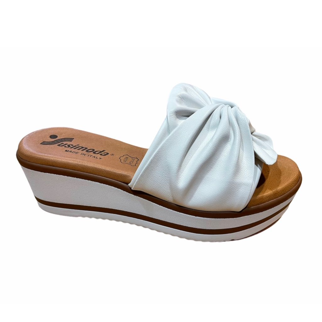 SUSIMODA 1909 sabot scalzato ciabatta donna zeppa bianco