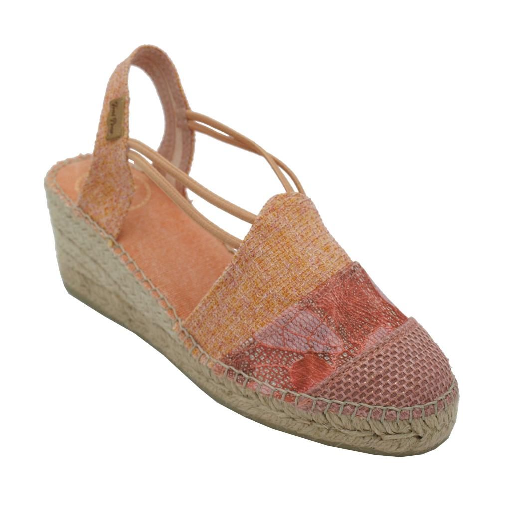 Toni Pons TOURS espadrillas sandalo donna in corda coral patchwork