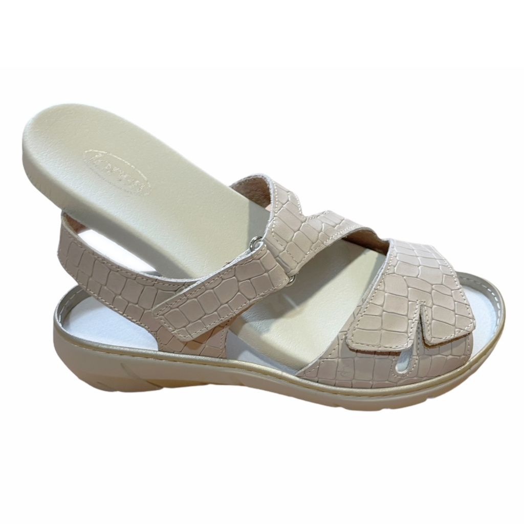 LOREN Q6973  sandalo per donna aperto sabbia a strappo plantare estraibile cocco